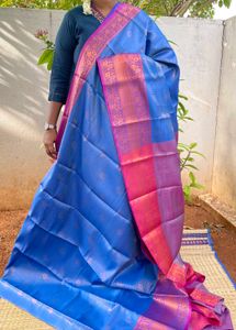 Blue &amp; Pink Silk Saree