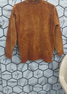 V Thick Woollen Front Open Sweater
