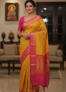 Elegant Yellow & Pink pattu saree