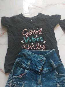 Combo Set Of Tshirt And Jeans 18-24 Months Girls