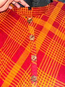 Checked Orange Kurta