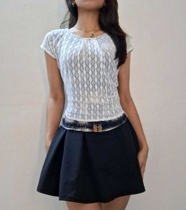 White Crochet Cap Sleeve Top