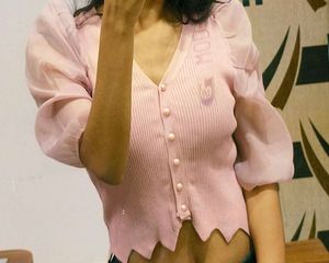 Pink Ribbed Button-Down Cardigan