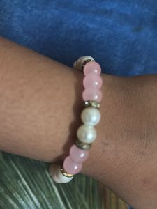 Pink &amp; Pearl Beaded Bracelet ( Candy ) 🍬✨🌸