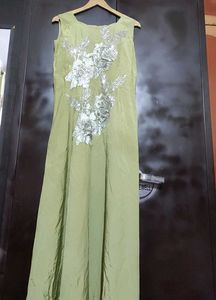 Lime Green Party Wear Long Dress For 32 Bust