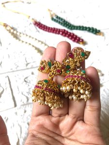 Temple Jewellery With 3 Malas