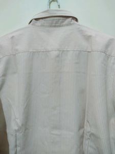 Auburn Hill Pastel Orange White Striped Formal Shi