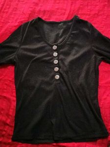 Black Button-Down Top