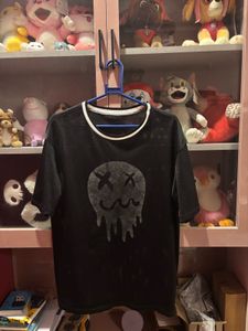 Graphic Print Black Mesh T-Shirt