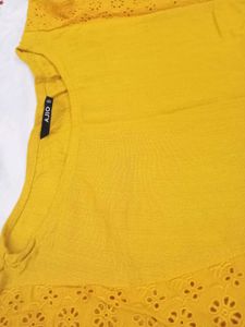 Yellow Lace Trim Top