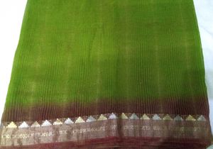 Silk Saree green brown and golden ❤make offer ✨