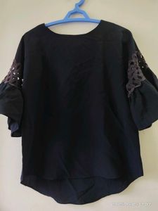 Navy Blue Cotton Top - 38 - M/L