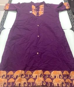 Purple Straight Neck Collar Kurti