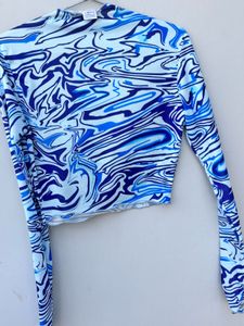 Blue Swirl Crop Top