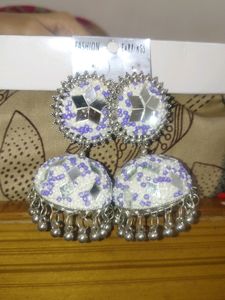 New Collection Jhumka (White &amp; Lavender)