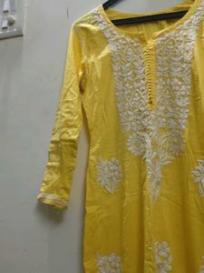 Yellow Embroidered Kurta