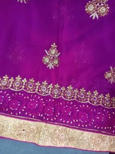 Elegant Purple Embroidered Saree