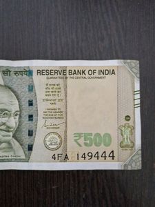 4FA 149444; Rupees 500 Rare Bank Note