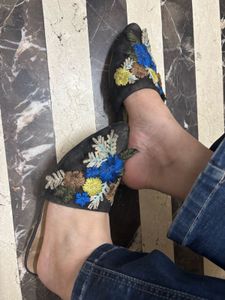 Floral Embroidered Mules