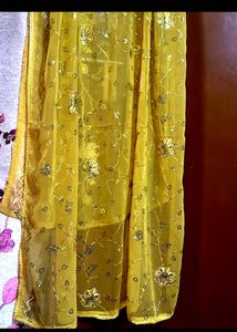 Teal Stone-work Party Wear Kurta &amp; Dupatta