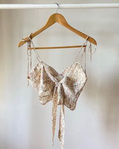 Floral Beige Back Tie Peplum Top