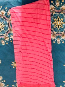 Pink Striped Fabric with Lace Trim