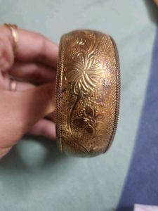 Vintage Floral Etched Brass Bangle