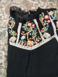 Embroidered Black and peach top