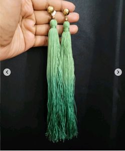 Fringe Earrings In Ombre Green