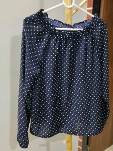 Navy Blue Polka Dot Top