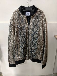 Zara mens Sequin Bomber Jacket