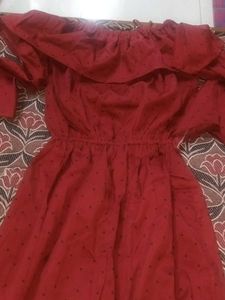 Chic Maroon Off-Shoulder Dress