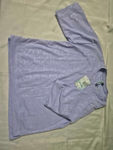 Lavender Oversized T-Shirt with Letter Pattern