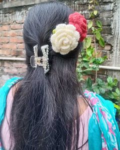 Crochet Flower 🌹 Hair Clip