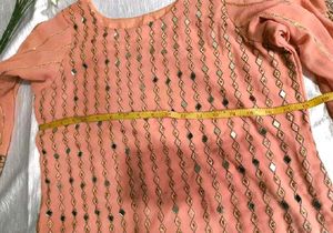 Elegant Peach Embroidered Kurta Set