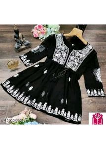 Black Embroidered Tunic Top