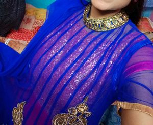 Elegant Blue &amp; Pink Anarkali