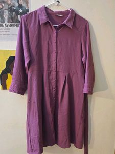 Purple Button-Down Shirt Dress