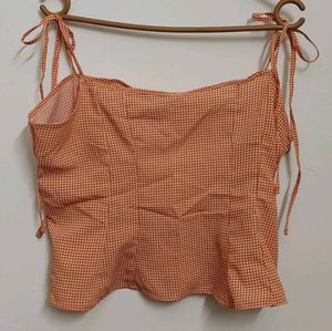 Tokyo Talkies Checked Sleeveless Croptop