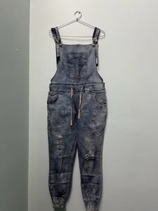 Blue Flared And Rugged Dungaree