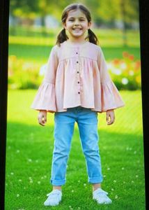 Peach Bell Sleeve Blouse