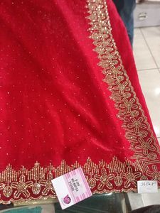 Red Embellished Saree