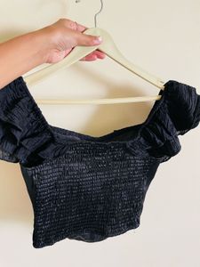 Black Ruffle Corset Top