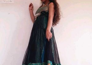 Designer Elegant Teal and Gold Embellished Dress