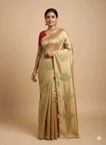 gold stone work saree