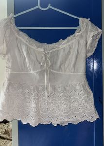 White Eyelet Off-Shoulder Top