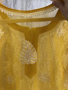 Yellow Embroidered Kurta