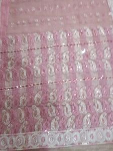 Pink &amp; White Embroidered Sarri