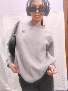 Pinteresty solid grey oversized sweatshirt