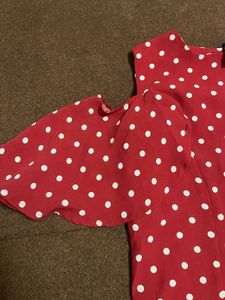 Cold Shoulder Polka Dot Top